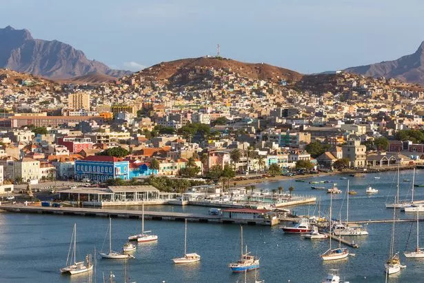 View over harbour and Mindelo, Sao Vicente, Cape Verde