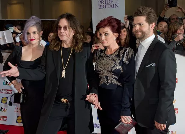 Kelly Osbourne, Ozzy Osbourne, Sharon Osbourne and Jack Osbourne arriving at the 2015 Pride of Britain Awards at the Grosvenor House Hotel in London 
