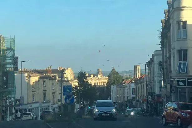 The view of the Sunday mass ascent from Whiteladies Road in Clifton