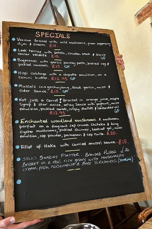A menu on a blackboard