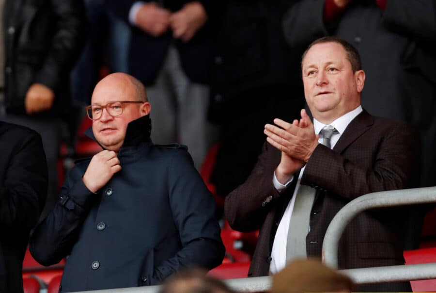Newcastle United owner Mike Ashley with managing director Lee Charnley before the match