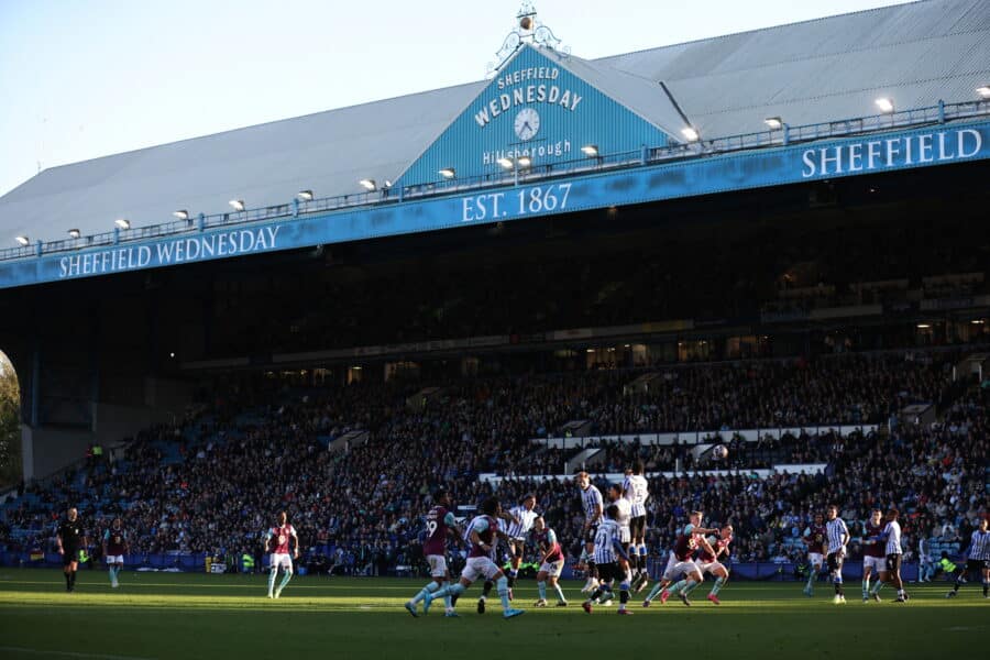 General view at Hillsborough as Burnley's Jaidon Anthony takes a free kick against Sheffield Wednesday