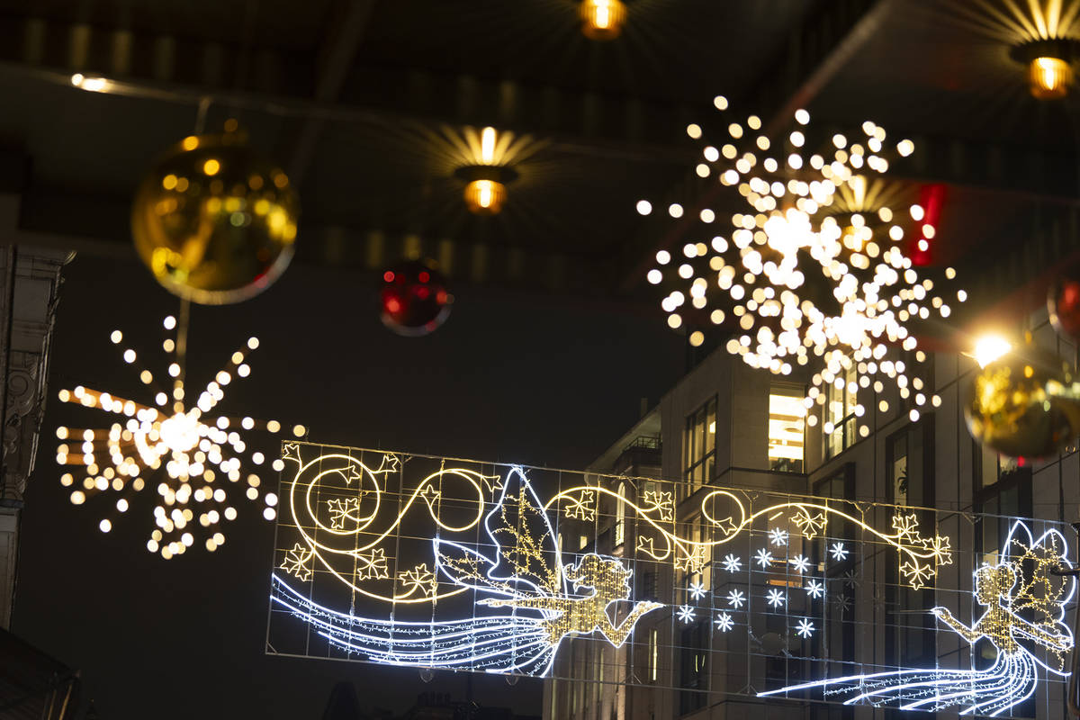 lights sparkling in front of the strand christmas lights