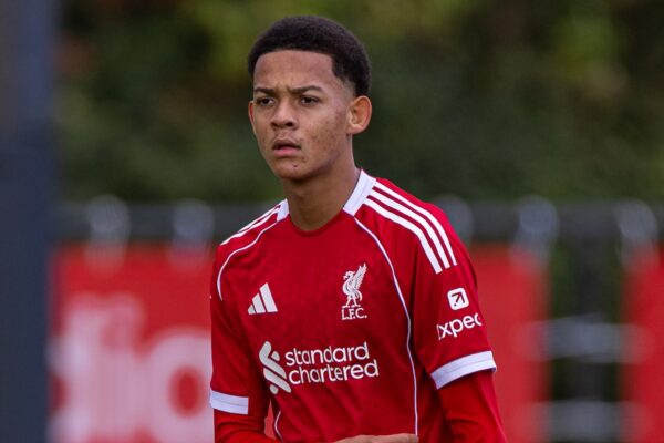 KIRKBY, ENGLAND - Saturday, September 13, 2025: Liverpool's Josh Sonni-Lambie during the U18 Premier League match between Liverpool FC Under-18's and Newcastle United FC Under-18's at the Liverpool Academy. Newcastle won 4-3. (Photo by David Rawcliffe/Propaganda)