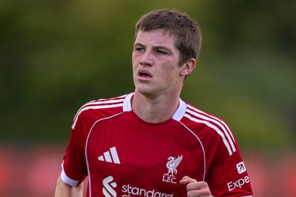 KIRKBY, ENGLAND - Saturday, September 13, 2025: Liverpool's Haydn Murray-Holme during the U18 Premier League match between Liverpool FC Under-18's and Newcastle United FC Under-18's at the Liverpool Academy. Newcastle won 4-3. (Photo by David Rawcliffe/Propaganda)