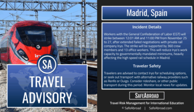 High-speed railway workers will strike in Madrid, Spain. 