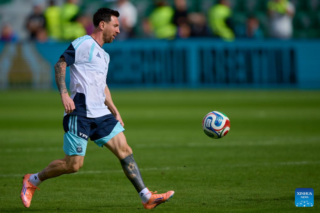 Argentina national football team attends training session in Elche, Spain-Xinhua