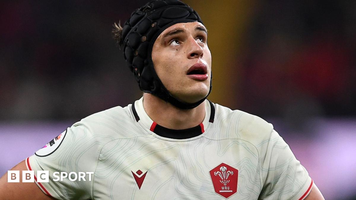 Wales lock Dafydd Jenkins looks up during the win against Japan