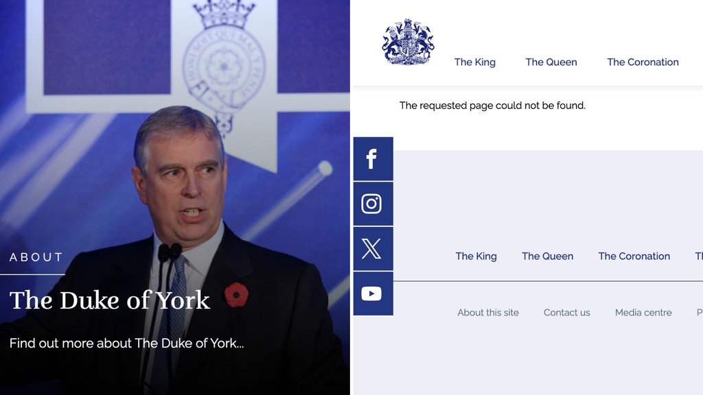 Andrew has been quietly scrubbed from the royal family's website