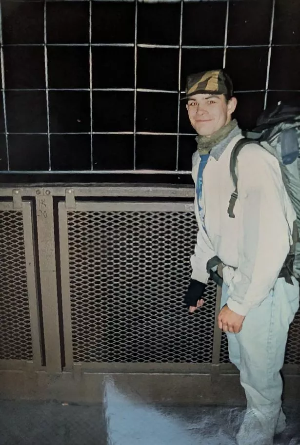 Photo of Gary Williamson, aged 18, on top of the Eiffel Tower in 1990, taken while backpacking in Europe