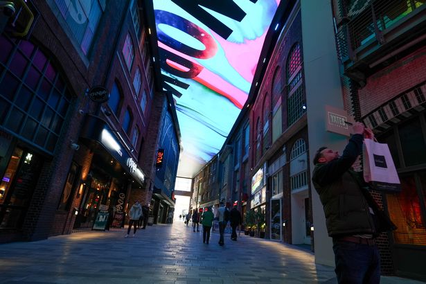 Animations on the new 1000m2 European largest digital ceiling at Printworks on March 22, 2024