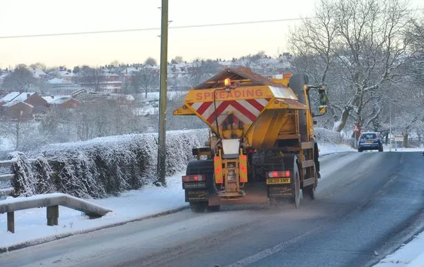 General shots of snow and weather problems on the Talke Road area looking over the A500.