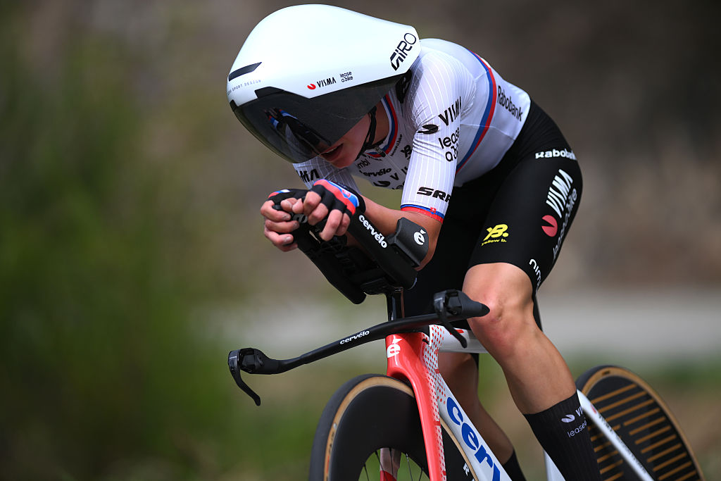 VALS-LES-BAINS, FRANCE - SEPTEMBER 12: Viktoria Chladonova of Slovakia and Team Visma | Lease a Bike competes during the 23rd Tour Cycliste Feminin International de l'Ardeche 2025, Stage 4 a 20.1km individual time trial stage from Vals-les-Bains to Vals-les-Bains on September 12, 2025 in Vals-les-Bains, France. (Photo by Alex Broadway/Getty Images)