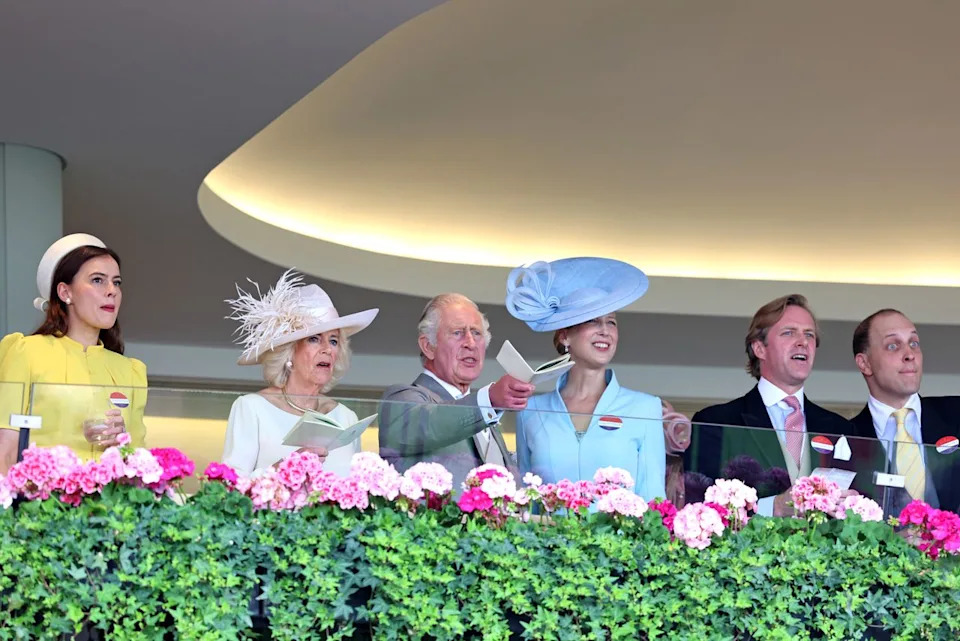 Chris Jackson/Getty Sophie Winkleman, Queen Camilla, King Charles, Lady Gabriella, Thomas Kingston and Lord Frederick Windsor in June 2023