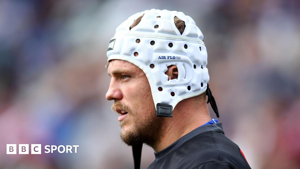 Ryan Sutton, wearing a scrum cap, playing for Canterbury in the NRL
