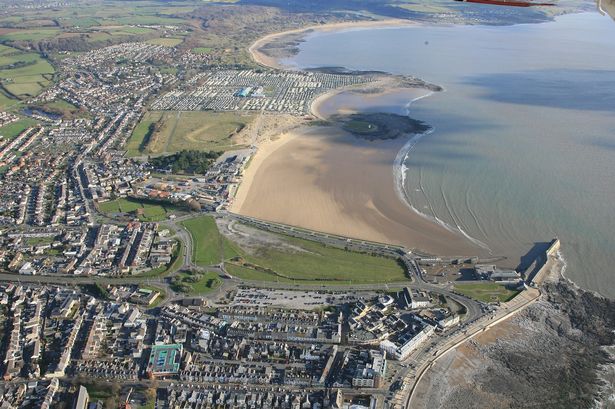 A drone shot of Porthcawl seafront
