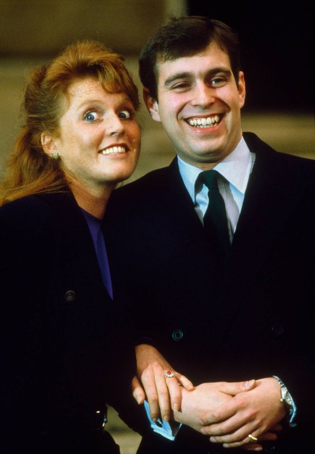 Prince Andrew and Sarah Ferguson photographed at Buckingham Palace after the announcement of their engagement, London, 17th March 1986