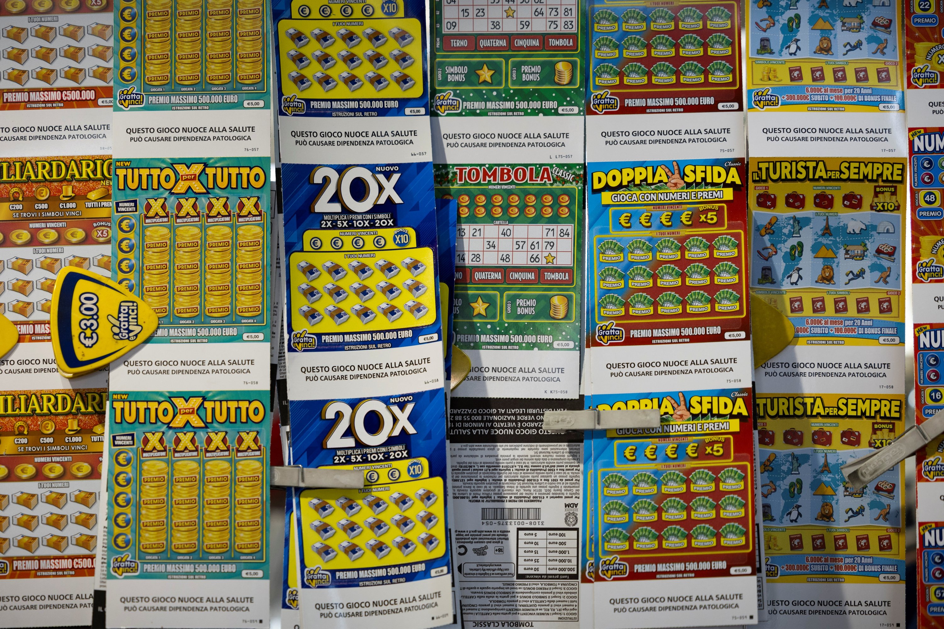 Scratch cards are on sale in a newsstand in Rome, Italy, Oct. 28, 2025. (Reuters Photo)