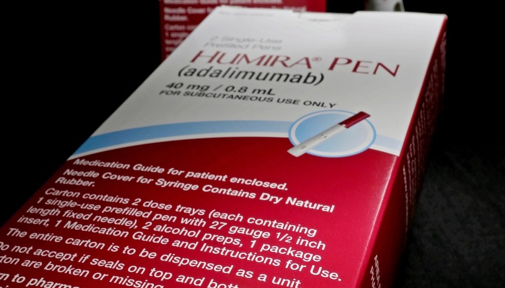 Packaging for AbbVie's biologic drug, Humira, is photographed in Houston, July 18, 2014. (AP)