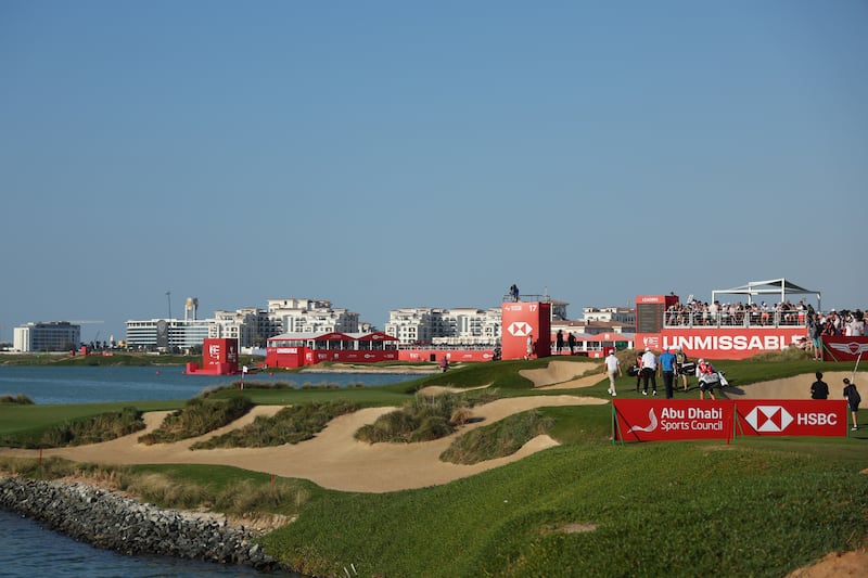 A general view of the 17th hole at Yas Links Golf Course. Photograph: Andrew Redington/Getty