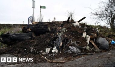 Waste fly-tipped on land near entrance to Black Carr Woods