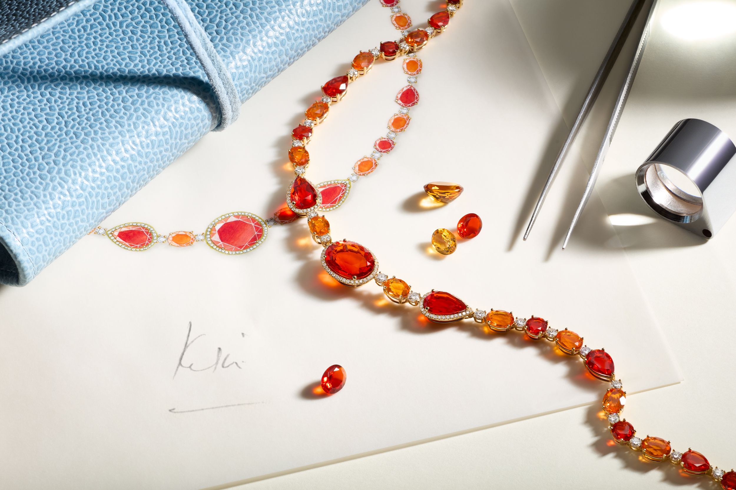 necklace with red jewels