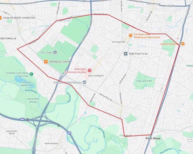 The areas of Didsbury, Withington and Chorlton covered
