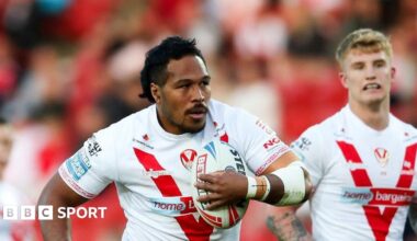 Agnatius Paasi in action for St Helens during the 2025 Super League season