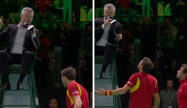 Tennis star slapped with warning after hitting umpire's chair at Davis Cup | Tennis | Sport