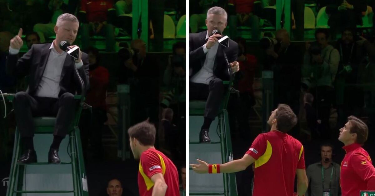 Tennis star slapped with warning after hitting umpire's chair at Davis Cup | Tennis | Sport