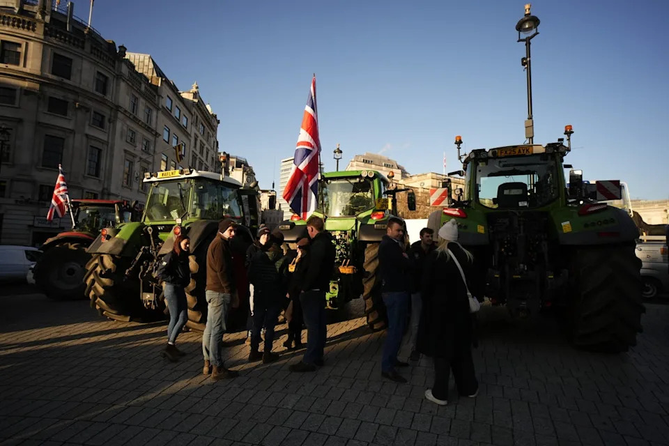 Tractors appeared on Whitehall ahead of Chancellor Rachel Reeves’s Budget speech (Jordan Pettitt/PA)