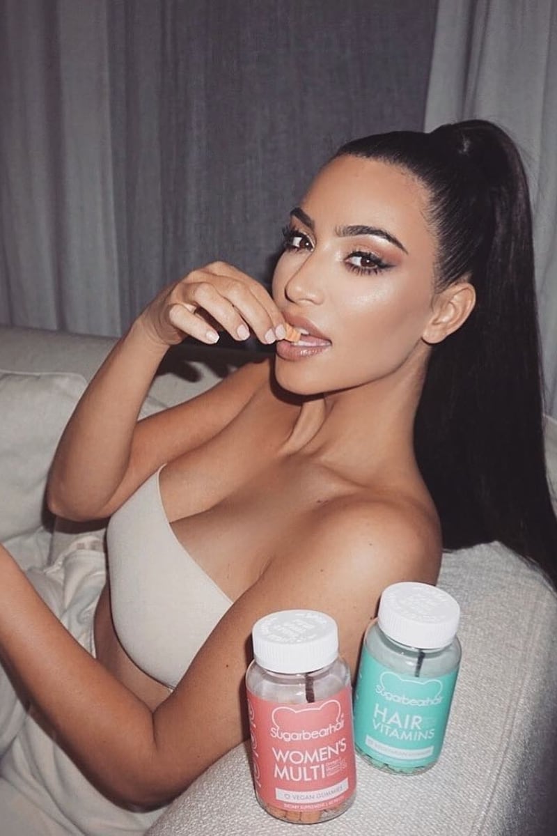 Kim Kardashian eats gummy bear vitamins.