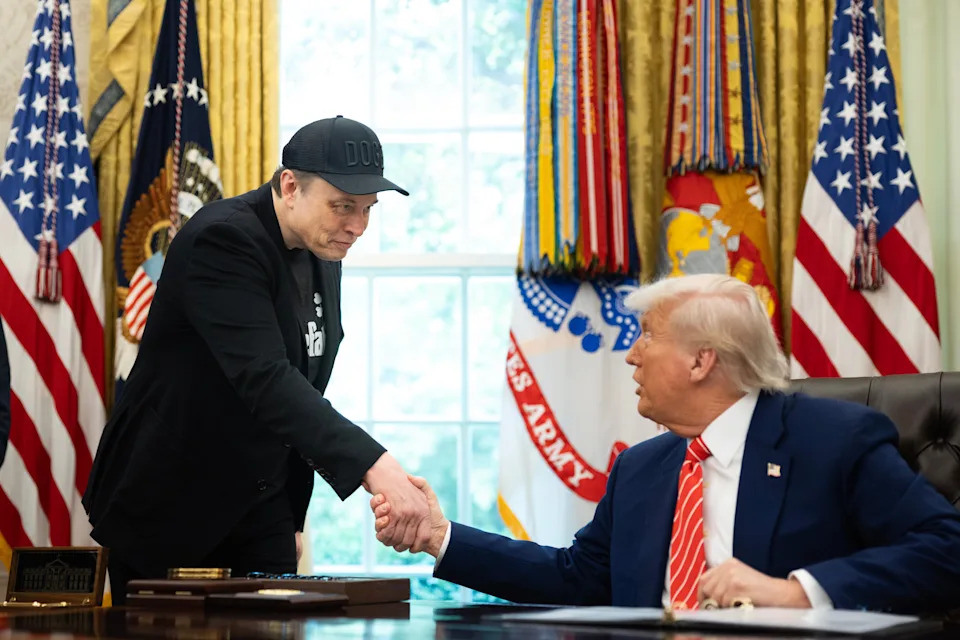 Elon Musk and Trump, pictured in May, appear to have finally patched things up after their dramatic falling out. / Tom Brenner For The Washington Post via Getty Images