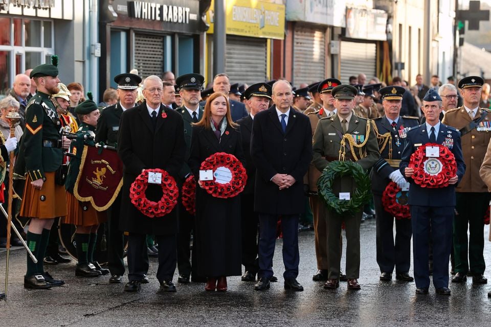 Northern Ireland Secretary Hilary Benn, Head of the Northern Ireland Civil Service Jayne Brady and Taoiseach Micheal Martin in Enniskillen. Liam McBurney