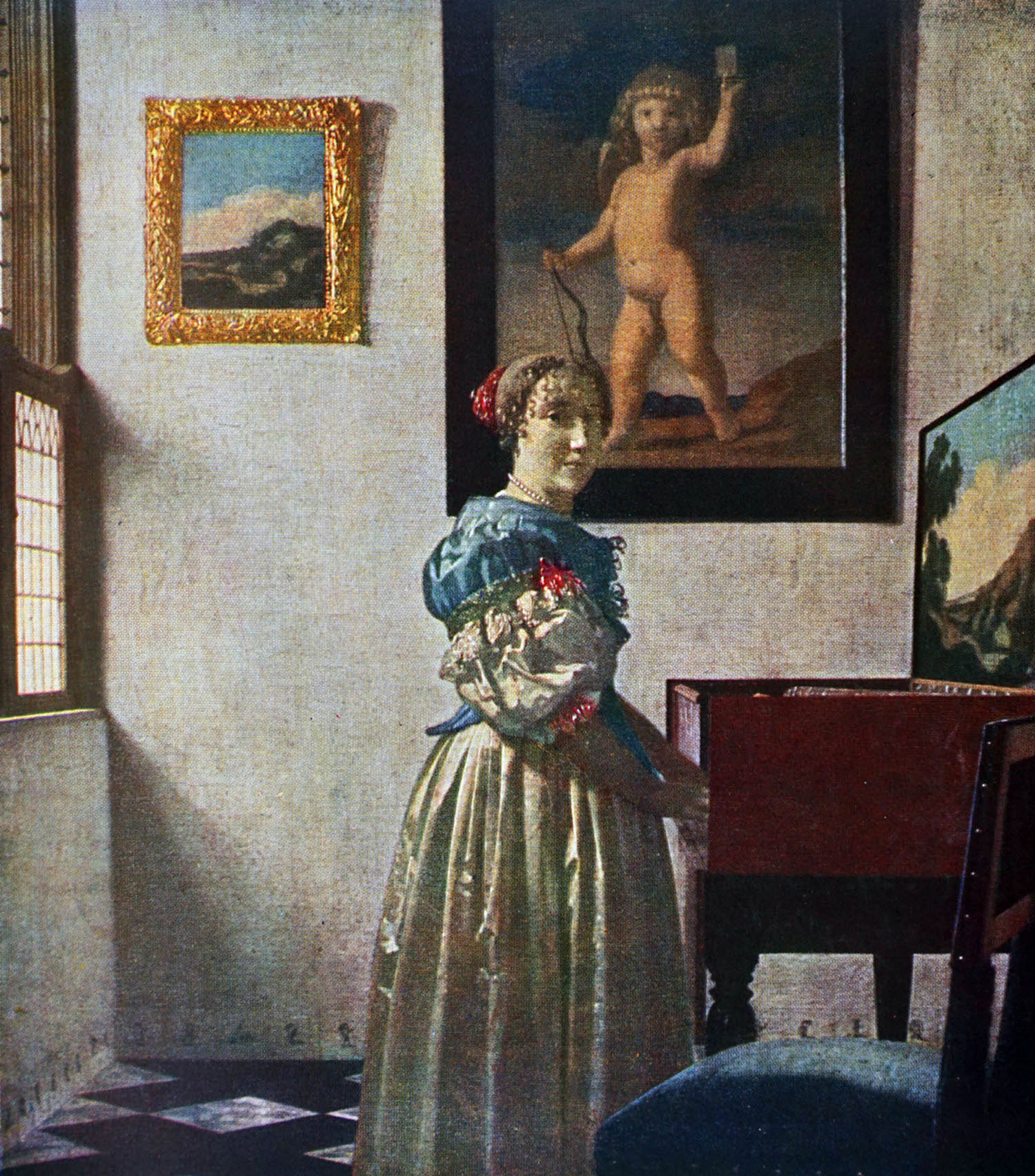 Lady Standing at a Virginal (1672) by Vermeer features Delft tiles as a skirting board. Universal Images Group/Getty