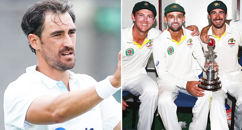 Mitchell Starc, Josh Hazlewood and Nathan Lyon.