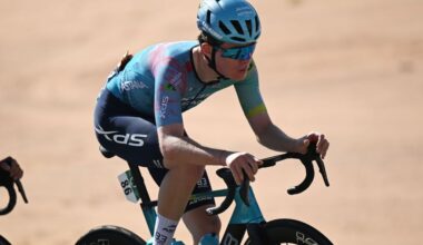Alexandr Vinokurov jr. (XDS Astana) at the AlUla Tour at the start of 2025