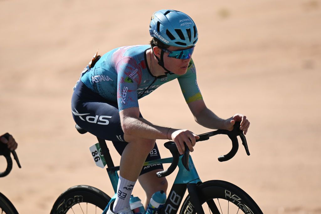 Alexandr Vinokurov jr. (XDS Astana) at the AlUla Tour at the start of 2025