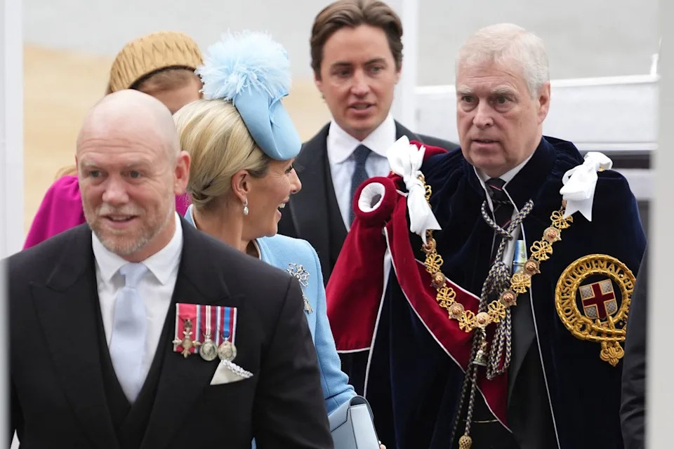  Dan Charity/WPA Pool/Getty  Mike Tindall, Princess Beatrice, and Edoardo Mapelli Mozzi at the conoration of King Charles on May 6, 2025
