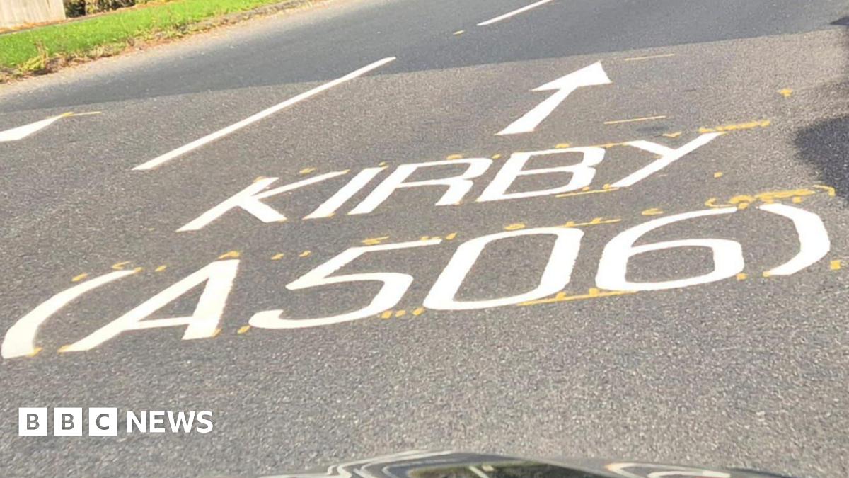 The worngly painted spelling of Kirkby on one of the town's roads.