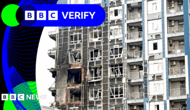 BBC Verify Live: Footage shows damage across Kyiv as Ukraine claims strike on Russia air base