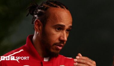 Lewis Hamilton looks downbeat earlier on in the 2025 season