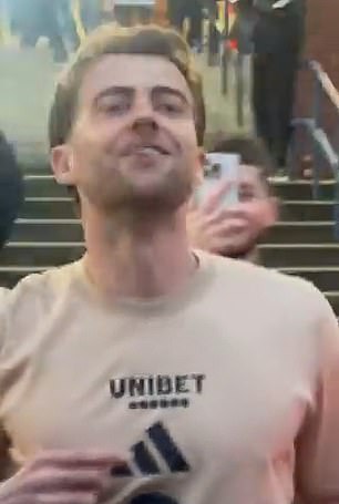 The gloating gesture came after Leeds won Premier League promotion