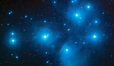 The Pleiades Cluster also known as the Seven Sisters (Credit : NASA, ESA, AURA/Caltech, Palomar Observatory)