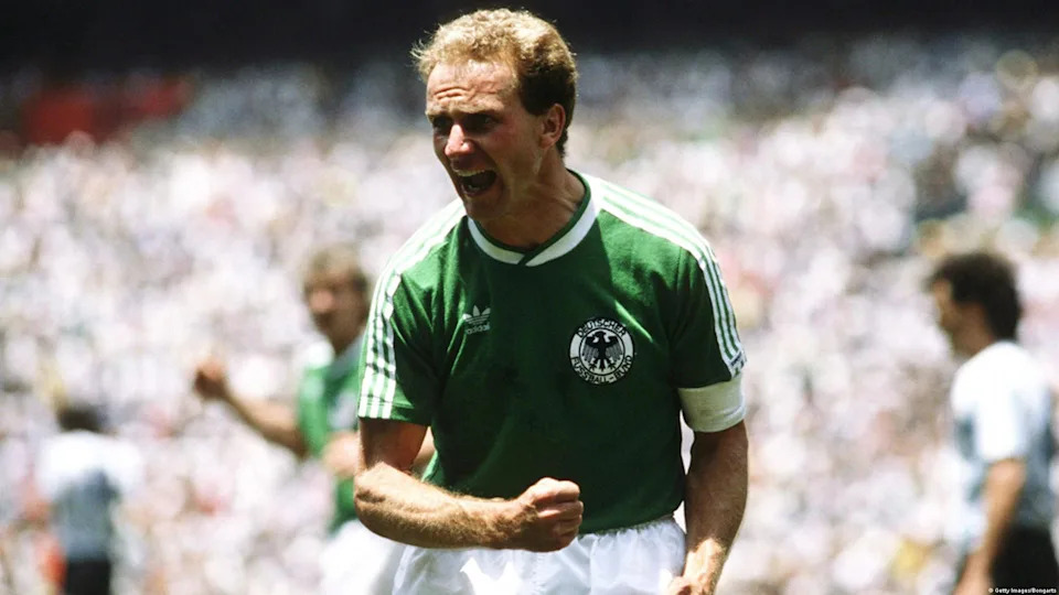 Green in the 1986 final - West Germany and Germany have often worn green as their alternate kit. Captain Karl-Heinz Rummenigge and his teammates made it to the final against Argentina in Mexico City's Azteka Stadium in 1986. Rummenigge scored, but his side were second-best to an Argentine team led by a Diego Maradona at the height of his powers. Argentina won 3-2 to hoist the World Cup for a second time.<span class="copyright">Getty Images/Bongarts</span>