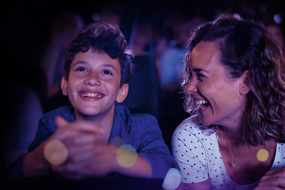 Mum & son in audience