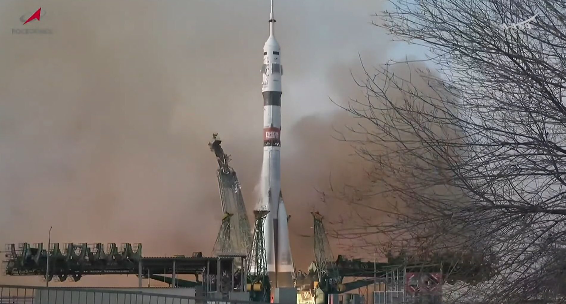 Soyuz rocket launches US-Russian crew to International Space Station with Thanksgiving Day liftoff