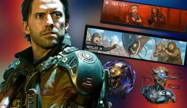 Call of Duty Black Ops 7 protagonist standing next to AI generated art assets from the game