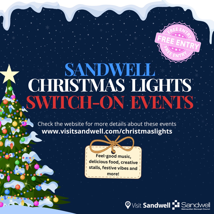 Free Sandwell Christmas lights switch-on events starting from Friday 14 November!