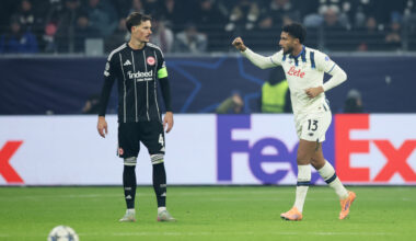 FRANKFURT AM MAIN, GERMANY - NOVEMBER 26: Ederson of Atalanta BC celebrates scoring his team